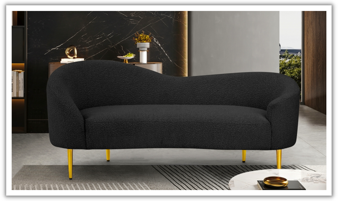 Meridian Furniture Ritz 2-Seater Boucle Fabric Upholstered Loveseat-Jennifer Furniture