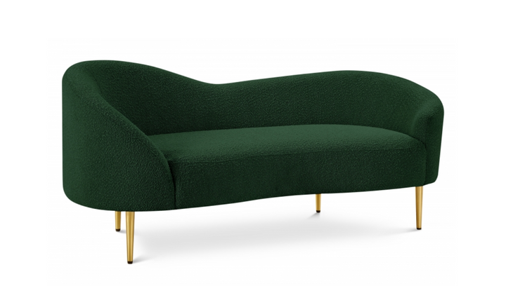 Meridian Furniture Ritz Boucle Fabric Loveseat with Gold Metal Legs