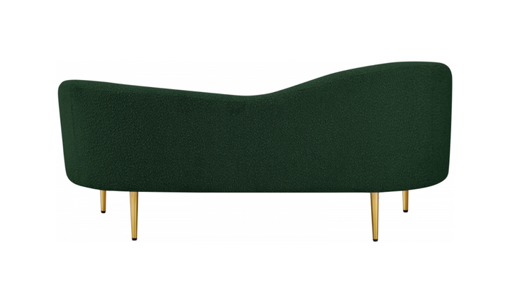 Meridian Furniture Ritz Boucle Fabric Loveseat with Gold Metal Legs