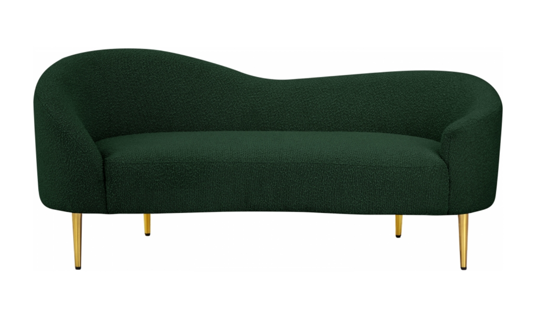 Meridian Furniture Ritz Boucle Fabric Loveseat with Gold Metal Legs