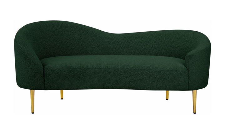 Meridian Furniture Ritz Boucle Fabric Loveseat with Gold Metal Legs