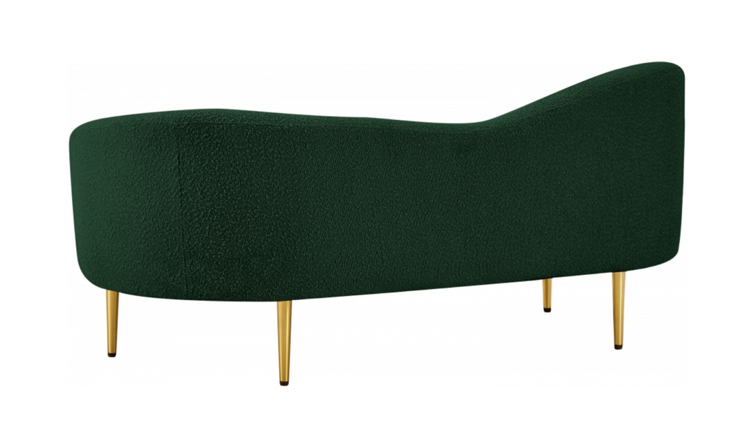 Meridian Furniture Ritz Boucle Fabric Loveseat with Gold Metal Legs