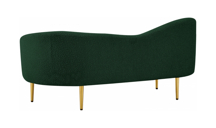 Meridian Furniture Ritz Boucle Fabric Loveseat with Gold Metal Legs