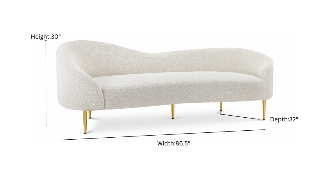 Meridian Furniture Ritz 3-Seater Boucle Fabric Upholstered Sofa-Jennifer Furniture