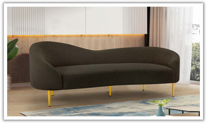 Meridian Furniture Ritz 3-Seater Boucle Fabric Upholstered Sofa-Jennifer Furniture