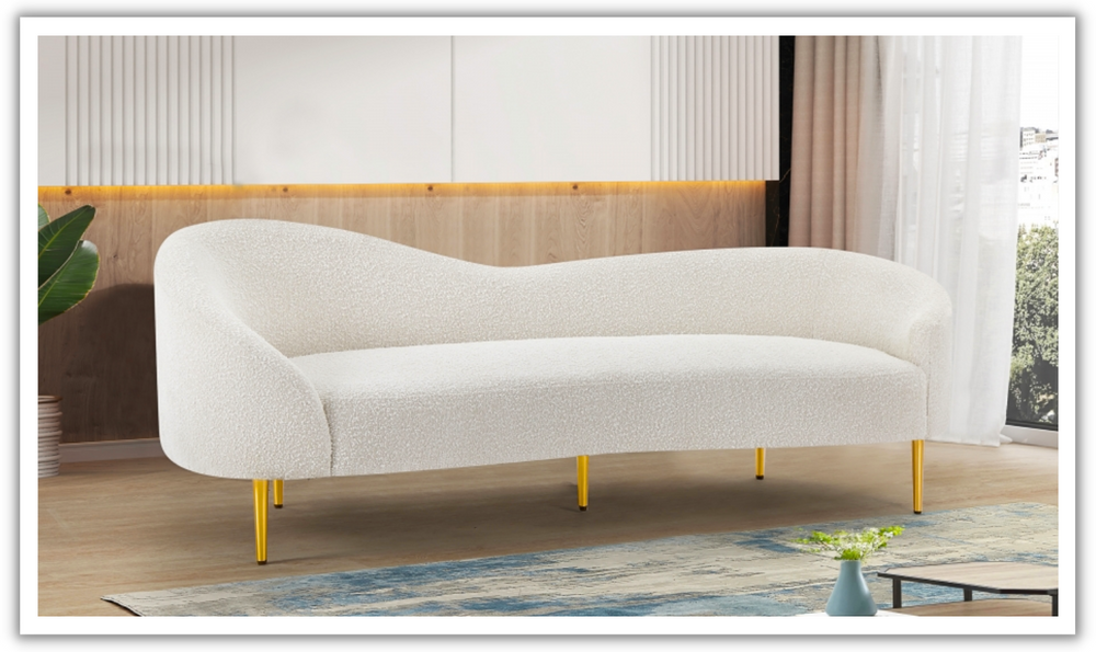 Meridian Furniture Ritz 3-Seater Boucle Fabric Upholstered Sofa-Jennifer Furniture