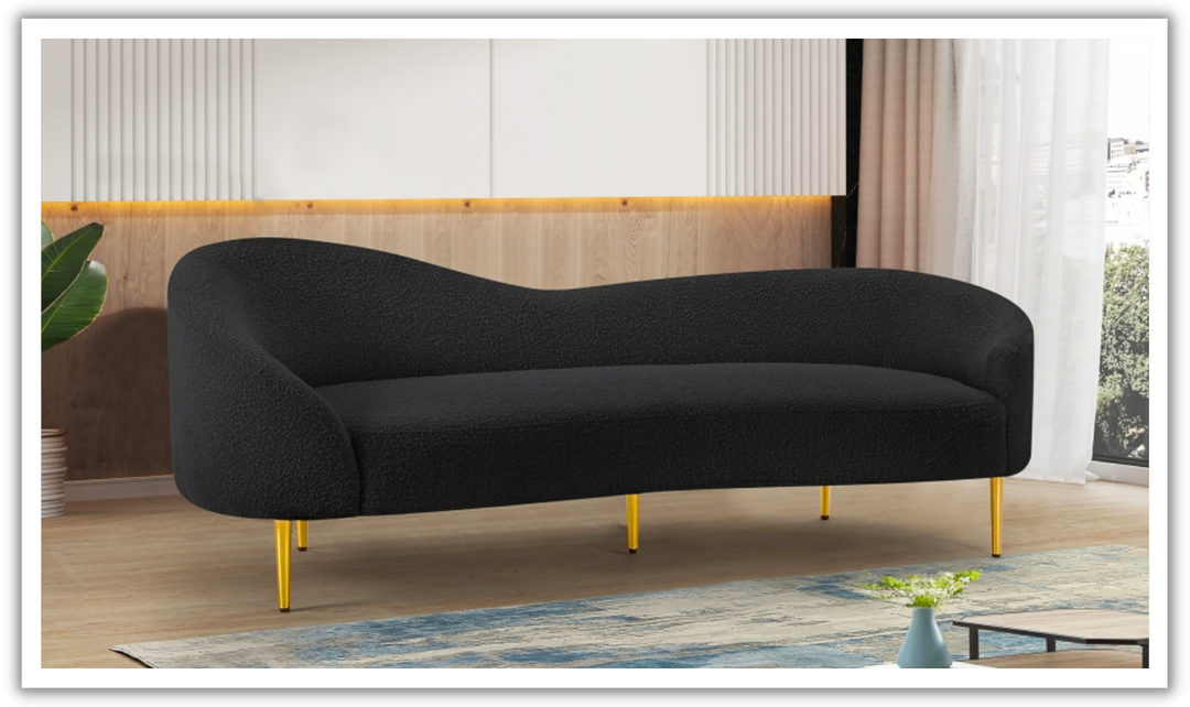 Meridian Furniture Ritz 3-Seater Boucle Fabric Upholstered Sofa-Jennifer Furniture