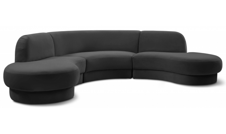 Meridian Furniture Rosa Velvet Upholstered 3pc.-Sectional Sofa