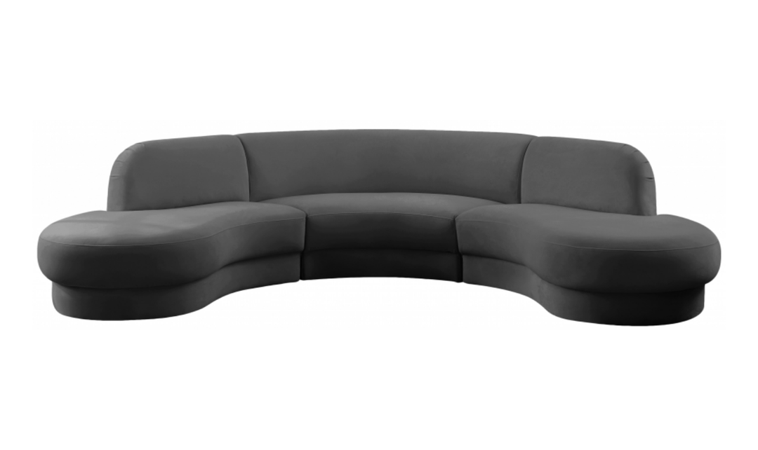 Meridian Furniture Rosa Velvet Upholstered 3pc.-Sectional Sofa