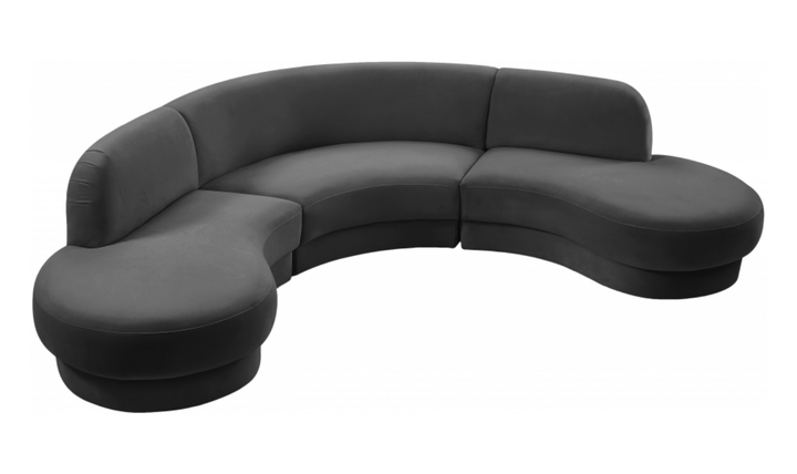 Meridian Furniture Rosa Velvet Upholstered 3pc.-Sectional Sofa