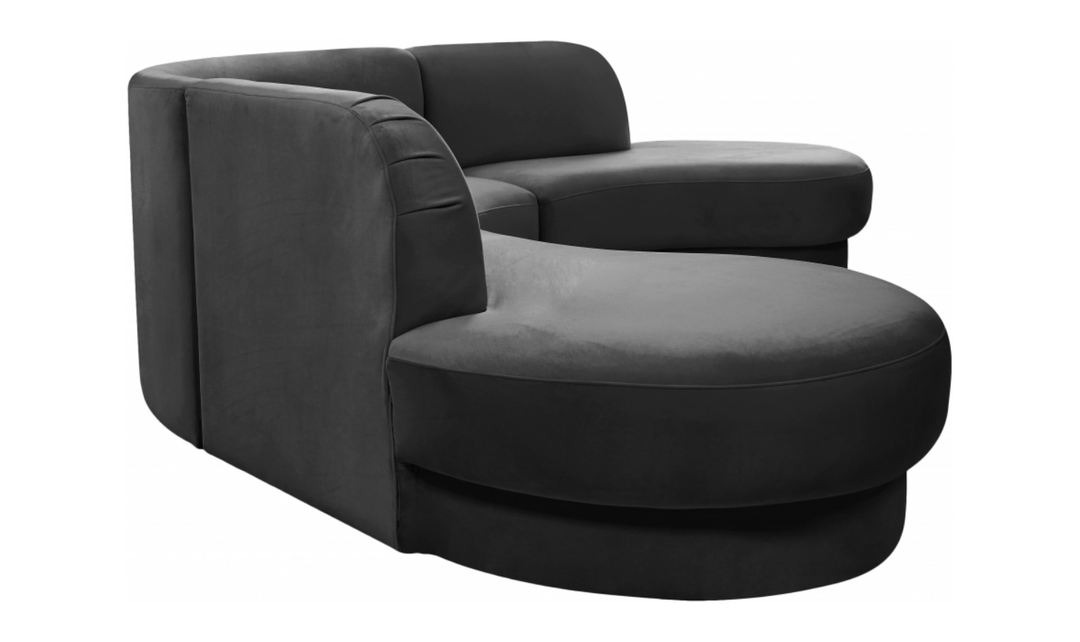 Meridian Furniture Rosa Velvet Upholstered 3pc.-Sectional Sofa