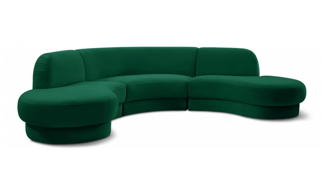 Meridian Furniture Rosa Velvet Upholstered 3pc.-Sectional Sofa-Jennifer Furniture