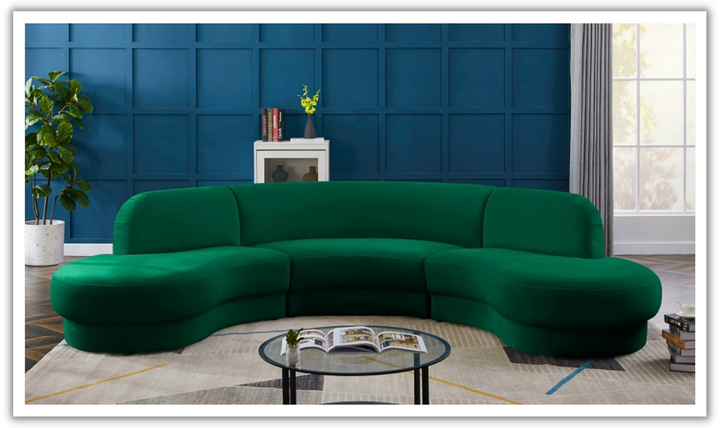 Meridian Furniture Rosa Velvet Upholstered 3pc.-Sectional Sofa-Jennifer Furniture