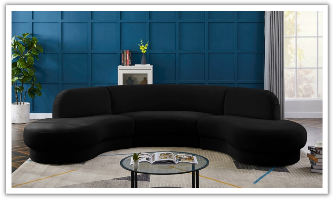 Meridian Furniture Rosa Velvet Upholstered 3pc.-Sectional Sofa-Jennifer Furniture