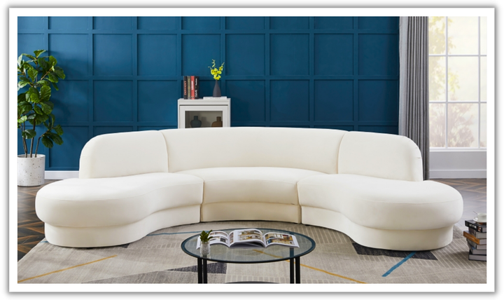 Meridian Furniture Rosa Velvet Upholstered 3pc.-Sectional Sofa-Jennifer Furniture