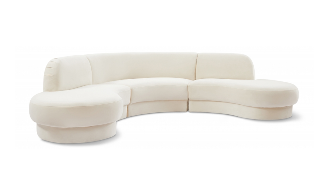 Meridian Furniture Rosa Velvet Upholstered 3pc.-Sectional Sofa-Jennifer Furniture