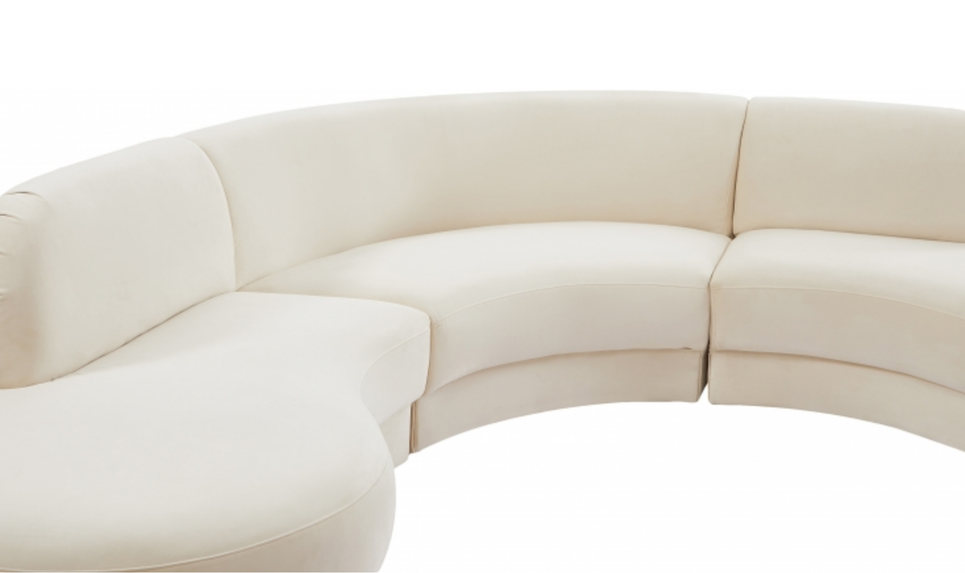 Meridian Furniture Rosa Velvet Upholstered 3pc.-Sectional Sofa