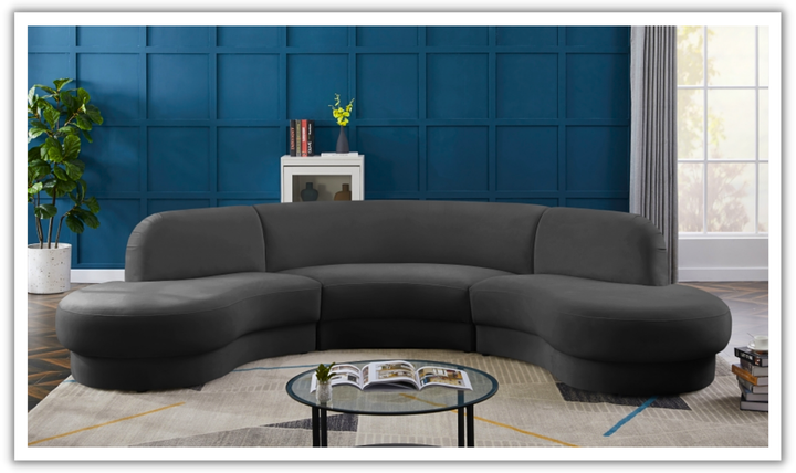 Meridian Furniture Rosa Velvet Upholstered 3pc.-Sectional Sofa-Jennifer Furniture