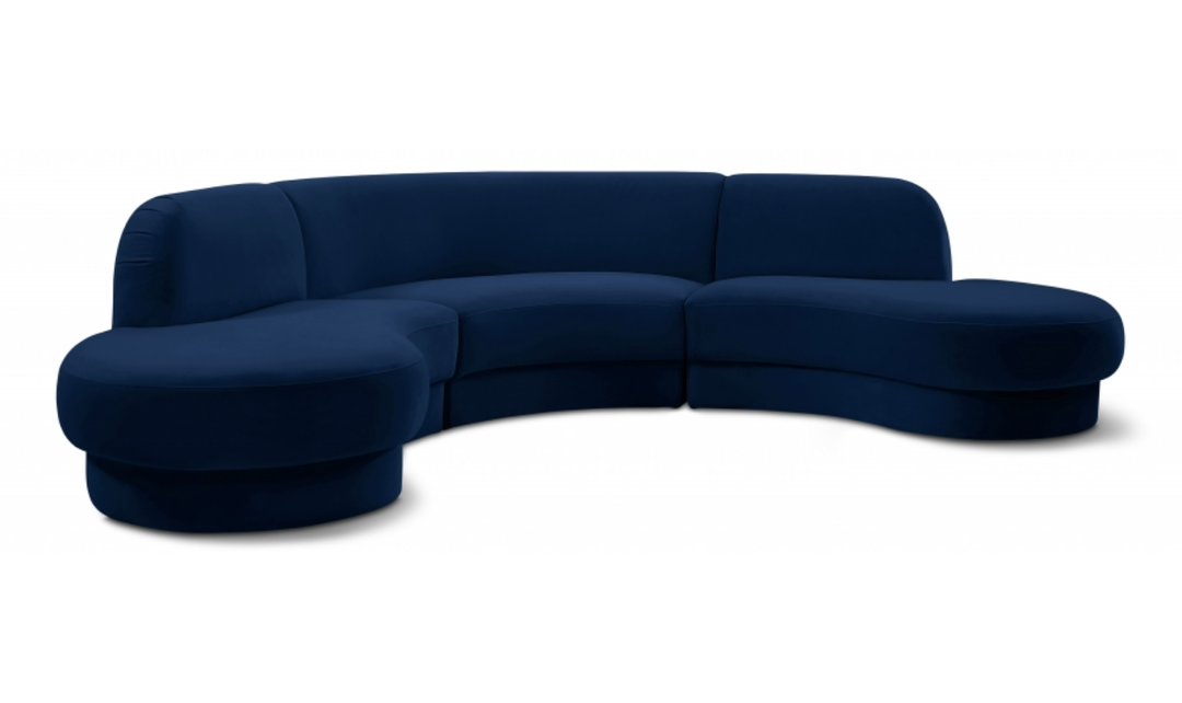 Meridian Furniture Rosa Velvet Upholstered 3pc.-Sectional Sofa
