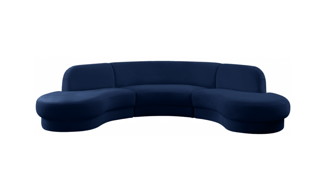 Meridian Furniture Rosa Velvet Upholstered 3pc.-Sectional Sofa