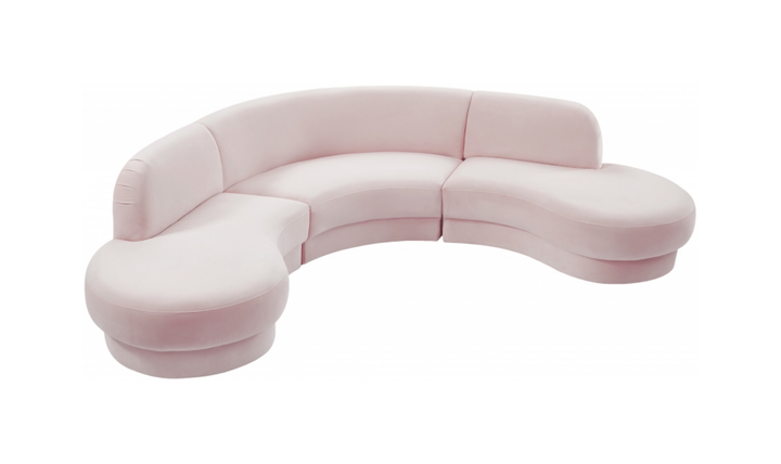 Meridian Furniture Rosa Velvet Upholstered 3pc.-Sectional Sofa