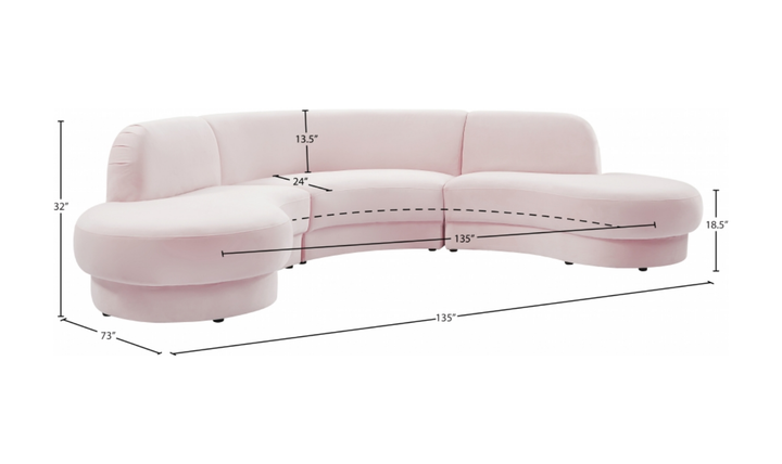 Meridian Furniture Rosa Velvet Upholstered 3pc.-Sectional Sofa-Jennifer Furniture