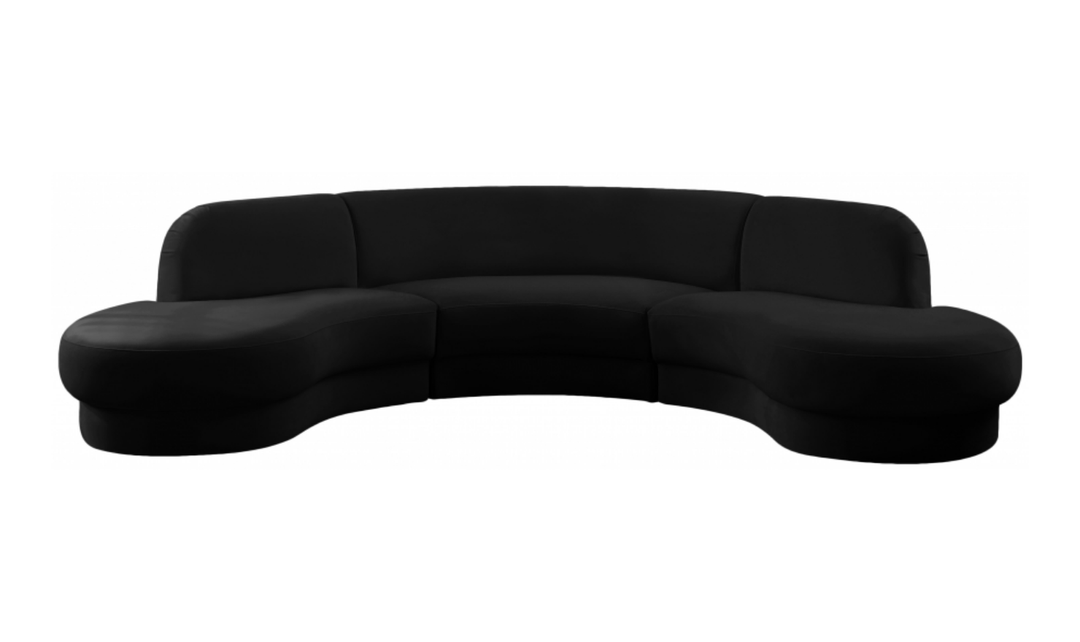 Meridian Furniture Rosa Velvet Upholstered 3pc.-Sectional Sofa