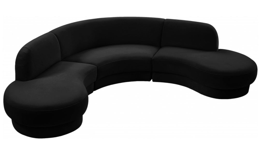 Meridian Furniture Rosa Velvet Upholstered 3pc.-Sectional Sofa