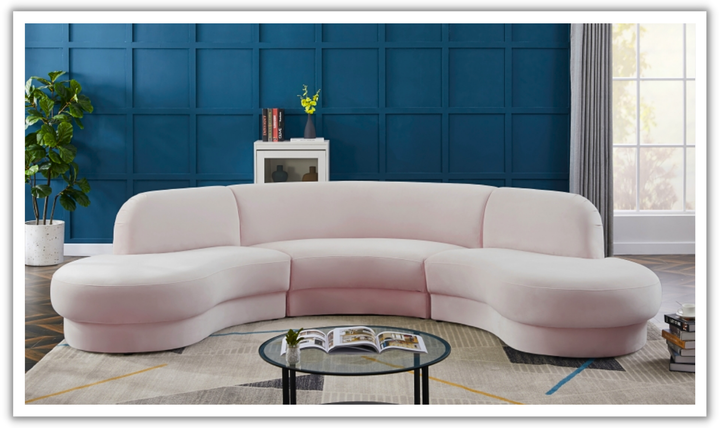 Meridian Furniture Rosa Velvet Upholstered 3pc.-Sectional Sofa-Jennifer Furniture