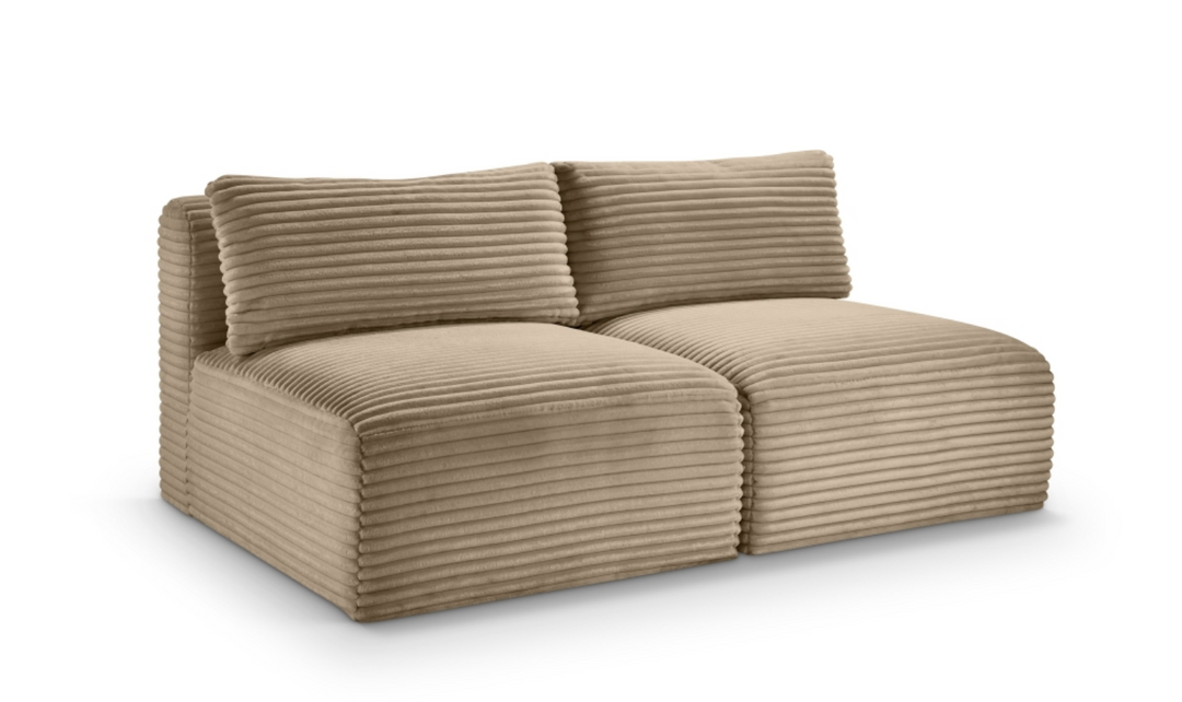 Meridian Furniture Shaggy Corduroy Performance Fabric Armless Modular Loveseat