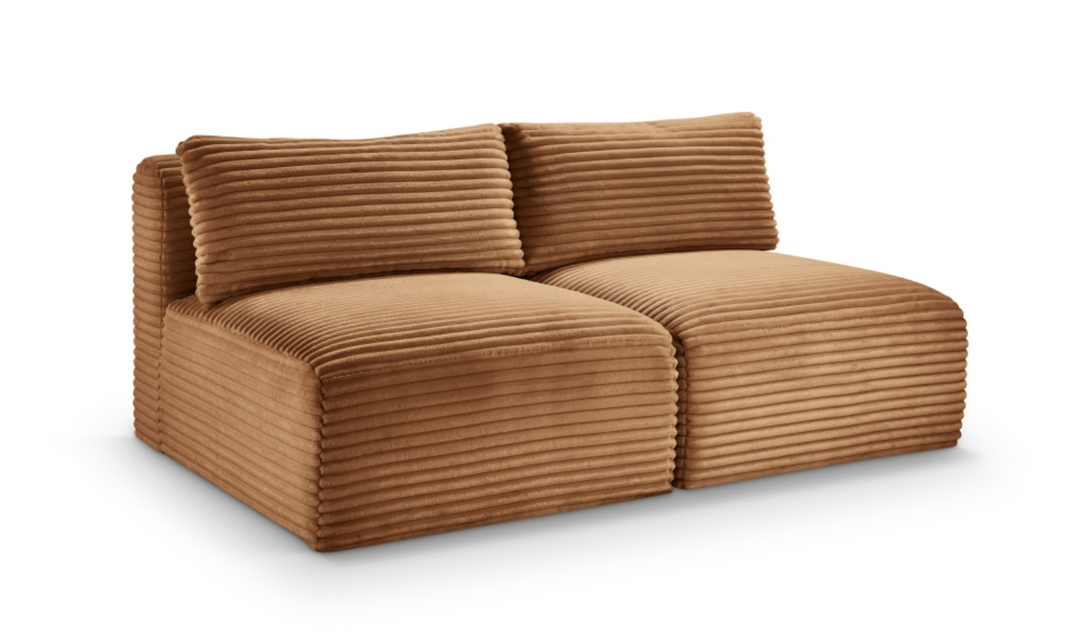 Meridian Furniture Shaggy Corduroy Performance Fabric Armless Modular Loveseat
