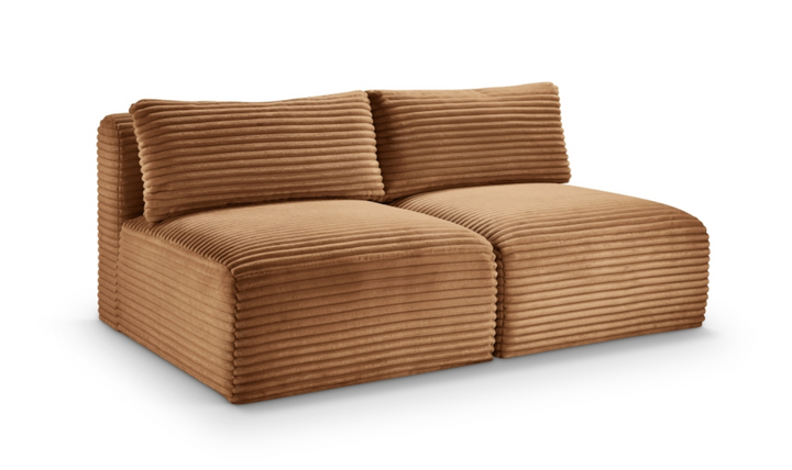 Meridian Furniture Shaggy Corduroy Performance Fabric Armless Modular Loveseat