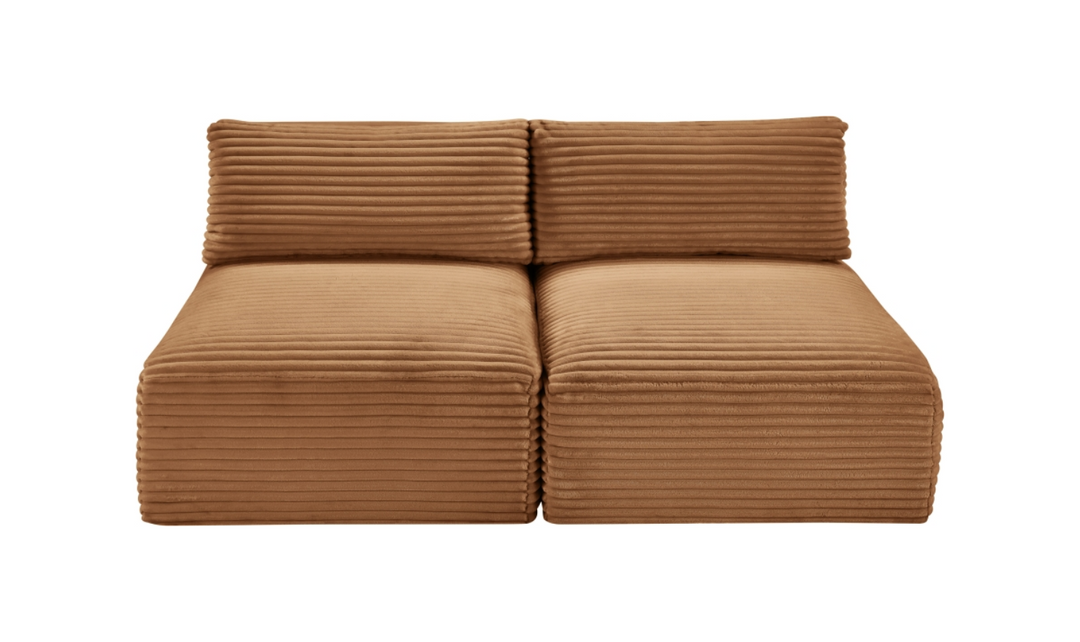 Meridian Furniture Shaggy 62" Corduroy Performance Fabric Upholstered Armless Modular Loveseat-Jennifer Furniture