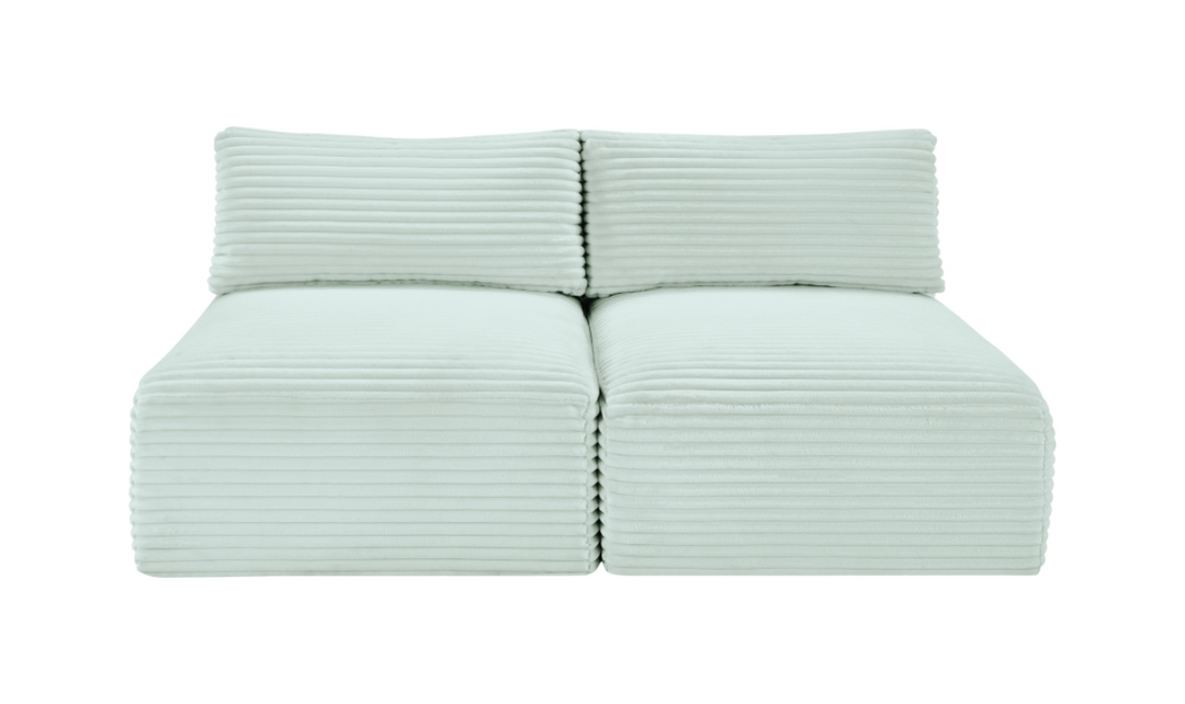 Meridian Furniture Shaggy 62" Corduroy Performance Fabric Upholstered Armless Modular Loveseat-Jennifer Furniture