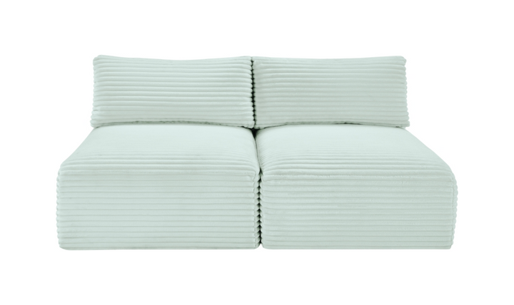 Meridian Furniture Shaggy 62" Corduroy Performance Fabric Upholstered Armless Modular Loveseat-Jennifer Furniture