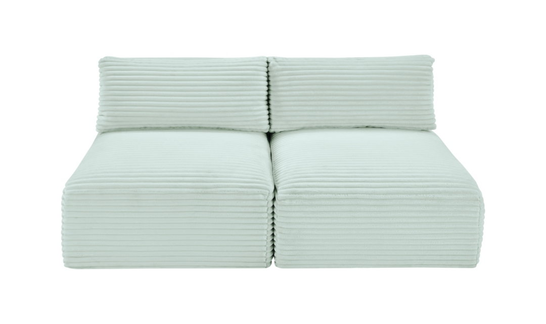 Meridian Furniture Shaggy 62" Corduroy Performance Fabric Upholstered Armless Modular Loveseat-Jennifer Furniture