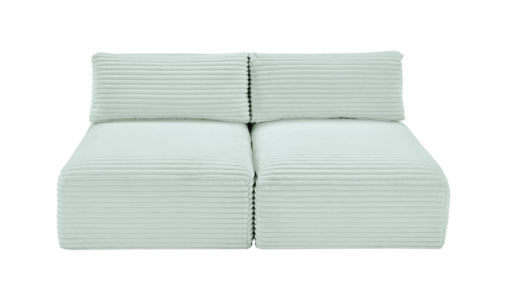 Meridian Furniture Shaggy 62" Corduroy Performance Fabric Upholstered Armless Modular Loveseat-Jennifer Furniture