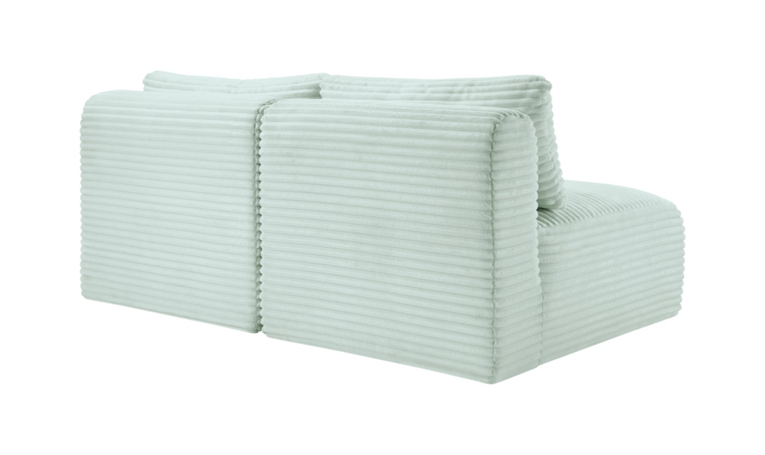 Meridian Furniture Shaggy 62" Corduroy Performance Fabric Upholstered Armless Modular Loveseat-Jennifer Furniture