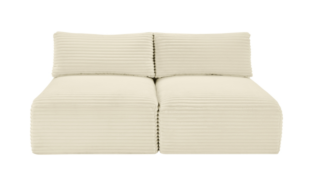 Meridian Furniture Shaggy 62" Corduroy Performance Fabric Upholstered Armless Modular Loveseat-Jennifer Furniture