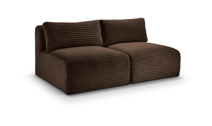 Meridian Furniture Shaggy Corduroy Performance Fabric Armless Modular Loveseat