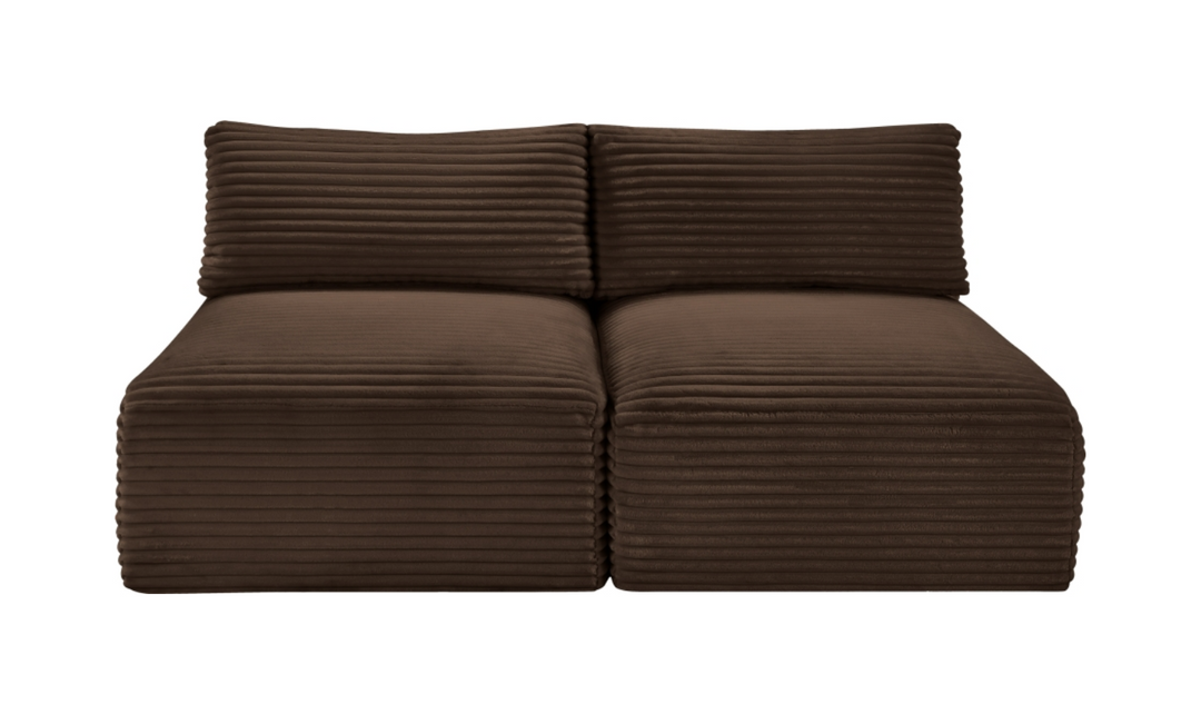 Meridian Furniture Shaggy Corduroy Performance Fabric Armless Modular Loveseat