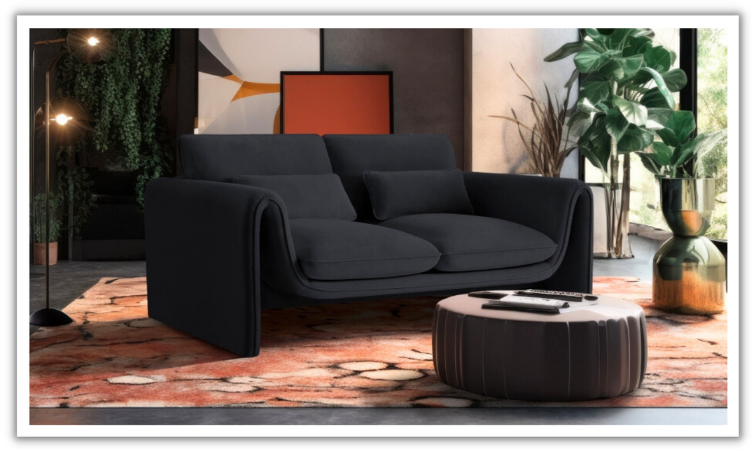 Meridian Furniture Sloan Velvet Fabric Upholstered Loveseat-jennifer furniture