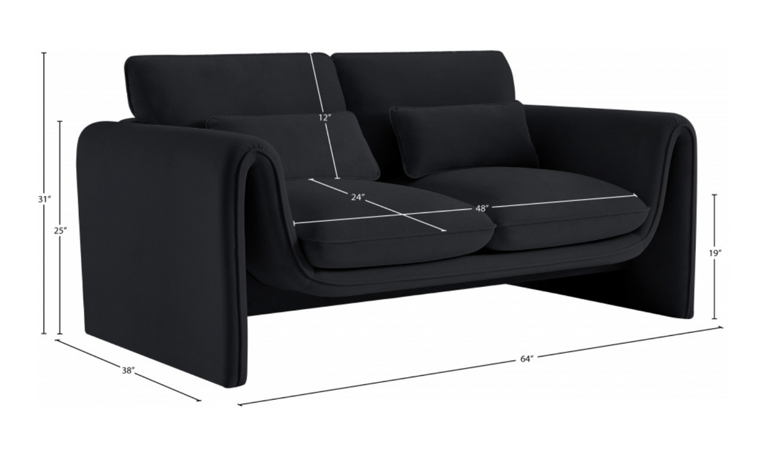 Meridian Furniture Sloan Velvet Fabric Upholstered Loveseat-jennifer furniture