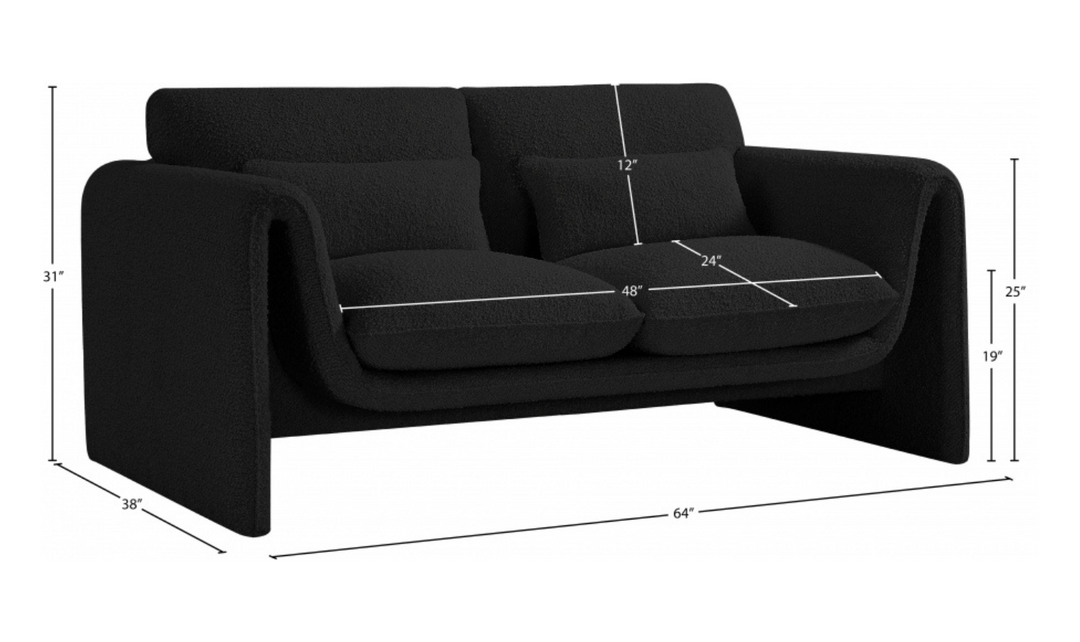 Meridian Furniture Stylus Boucle Fabric Upholstered Loveseat-jennifer furniture