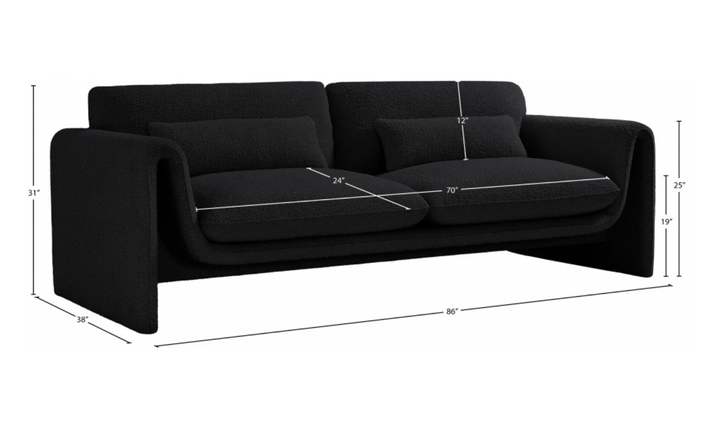 Meridian Furniture Stylus Boucle Fabric Upholstered Sofa