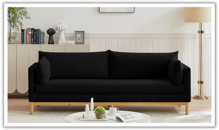 Meridian Langham Linen Textured Fabric Upholstered Sofa-Jennifer Furniture