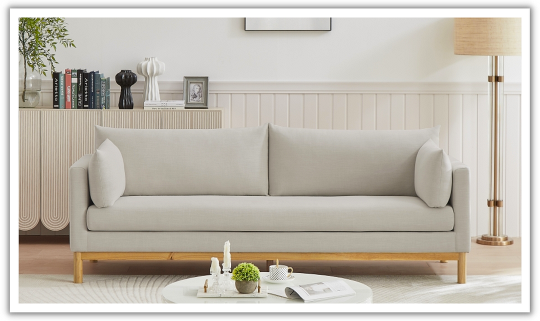 Meridian Langham Linen Textured Fabric Upholstered Sofa-Jennifer Furniture