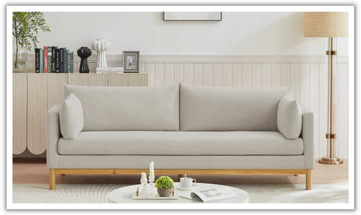 Meridian Langham Linen Textured Fabric Upholstered Sofa-Jennifer Furniture