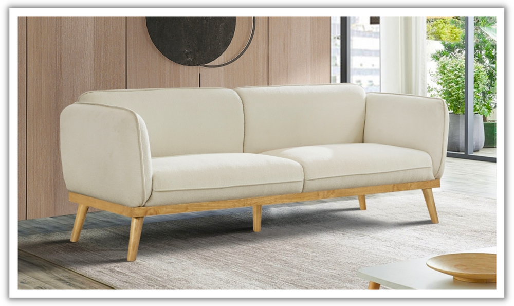 Meridian Nolita  Black Boucle Fabric Upholstered Sofa-Jennifer Furniture
