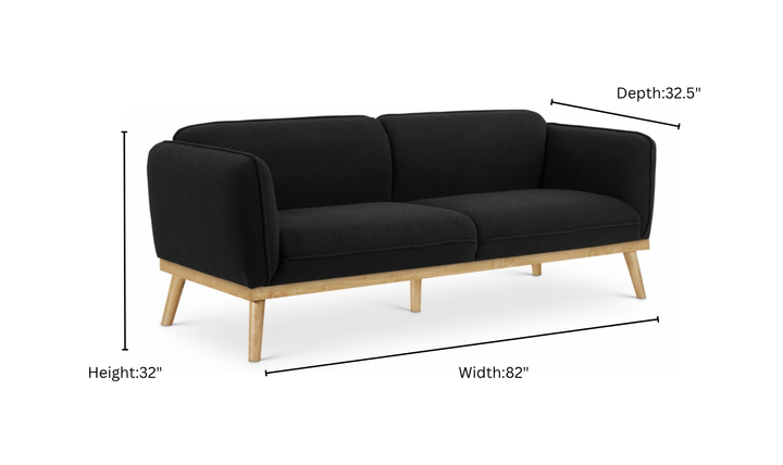 Meridian Nolita  Black Boucle Fabric Upholstered Sofa-Jennifer Furniture